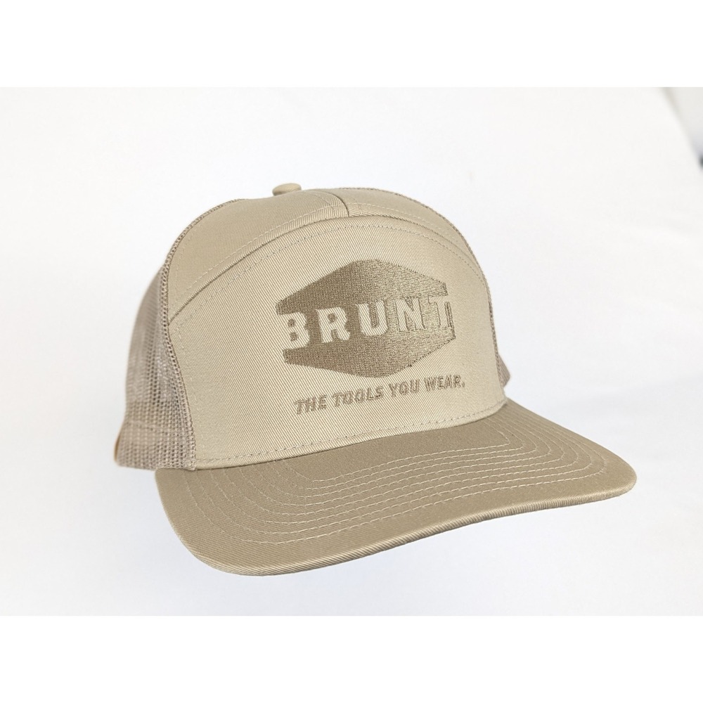 Brunt Beige Trucker Hat Cap Work Wear Snap Back Flat Brim Pencil Holder